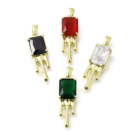 Brass Pave Cubic Zirconia Pendants KK-U072-33G-1