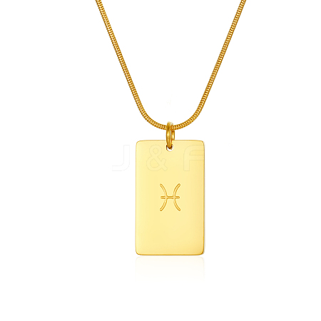Stylish Stainless Steel 12 Zodiac Rectangle Pendant Necklaces for women GA2858-8-1