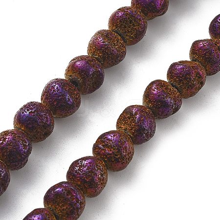 Electroplated Natural Lava Rock Beads Strands G-A251-D01-01B-1