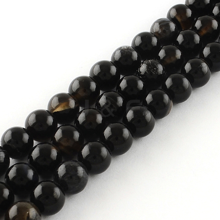 Natural Black Onyx Round Bead Strands X-G-R198-10mm-1
