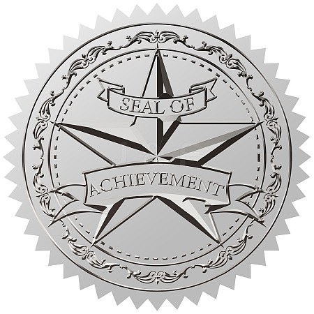 Round Silver Foil Embossed Picture Stickers DIY-WH0503-020-1
