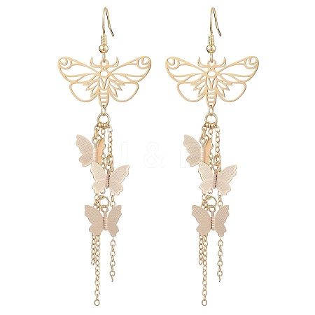 Butterfly Brass Charm Dangle Earrings for Women EJEW-TA00547-1