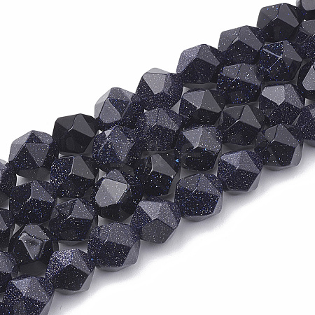 Synthetic Blue Goldstone Beads Strands G-S332-6mm-003-1