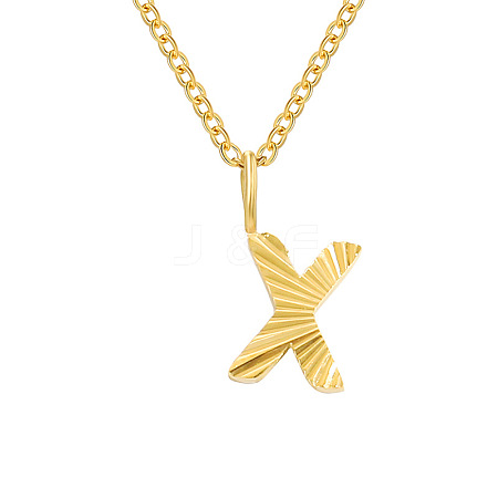 Personalized Stainless Steel Textured Alphabet Initial Pendant Necklaces for Women Men RF0956-24-1