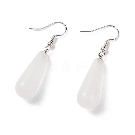 Teardrop Platinum Tone Brass Natural Crystal Dangle Earrings EJEW-M058-11-1