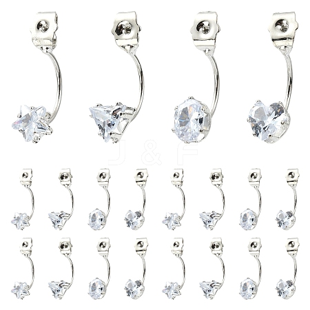 16Pcs 4 Styles Alloy Clear Cubic Zirconia Earring Nuts FIND-YW0012-06A-1