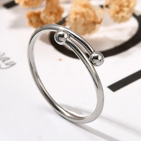 304 Stainless Steel Open Cuff Rings for Women RJEW-F170-03P-02-1