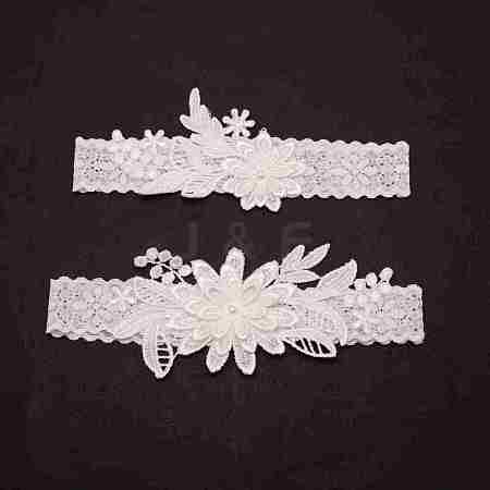 Polyester Lace Elastic Bridal Garters OCOR-WH0075-03-1