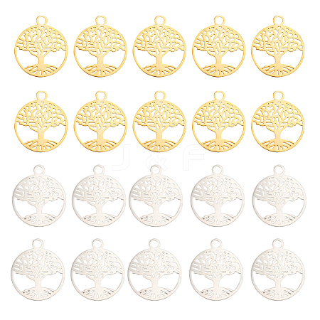 40Pcs 2 Colors Brass Filigree Pendants KK-DC0002-08-1
