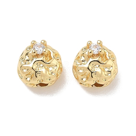 Brass Micro Pave Clear Cubic Zirconia Beads CU-CBA91C0-06G-1