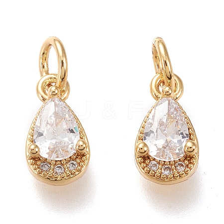 Brass Micro Pave Clear Cubic Zirconia Charms X-KK-F820-15C-G-1