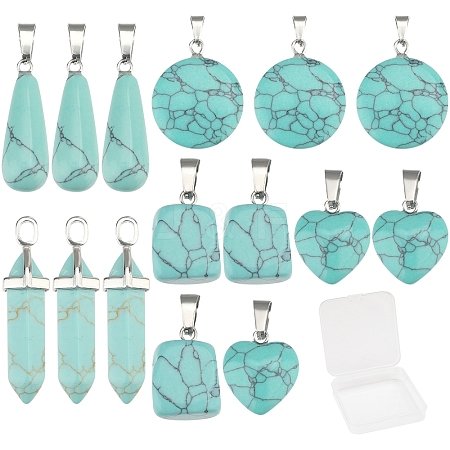 SUNNYCLUE 20Pcs 5 Style Dyed Synthetic Turquoise Pendants G-SC0001-76-1