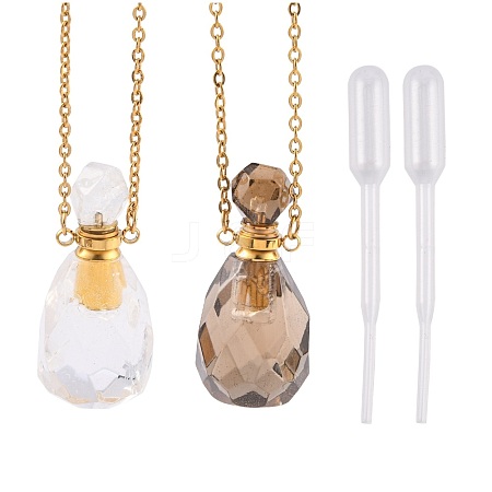 Natural Gemstone Perfume Bottle Pendant Necklaces NJEW-F251-11G-1