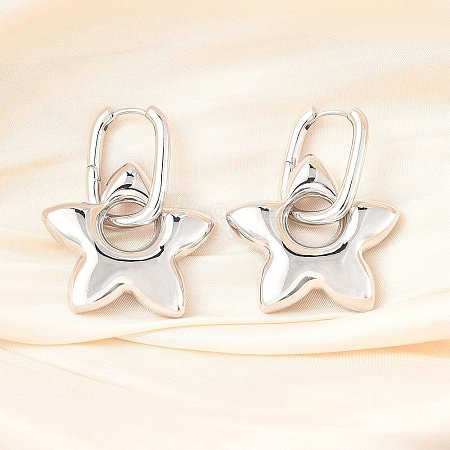 Star Brass Hoop Earrings for Women EJEW-U057-06C-02P-1