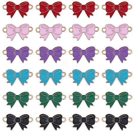 36Pcs 6 Colors Alloy Enamel Connector Charms ENAM-SC0008-25-1