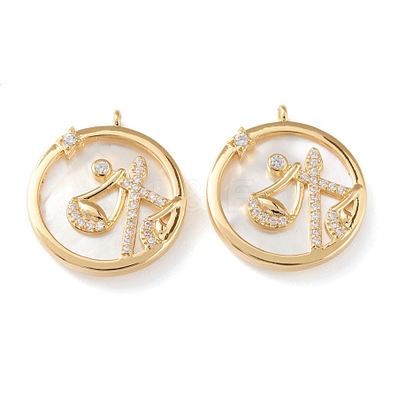 Real 18K Gold Plated Brass Micro Pave Clear Cubic Zirconia Pendants ZIRC-Z007-22E-1