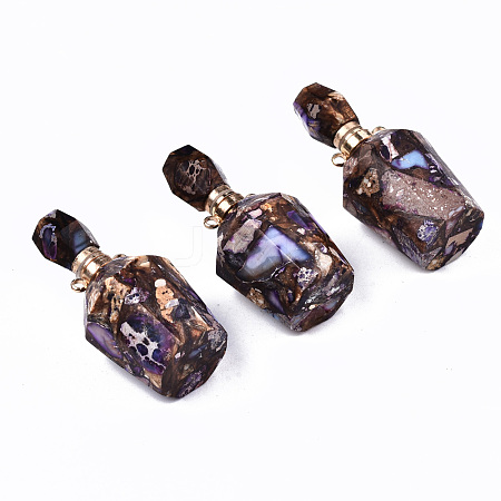 Assembled Synthetic Bronzite and Imperial Jasper Openable Perfume Bottle Pendants G-S366-058D-1