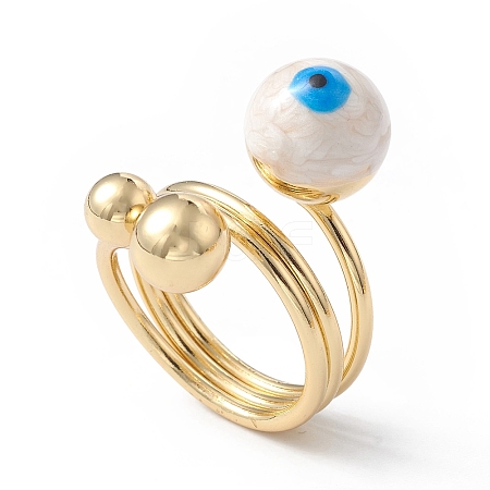 Enamel Round with Evil Eye Finger Rings RJEW-A014-01G-06-1