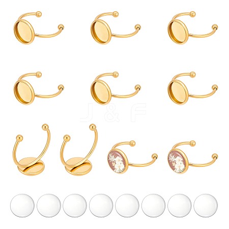 DIY Half Round Dome 304 Stainless Steel Open Cuff Rings Jewelry Making Kits DIY-UN0006-39-1