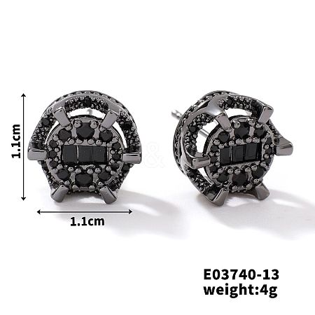 Chic Brass Cubic Zirconia Stud Earrings ZD1304-5-1