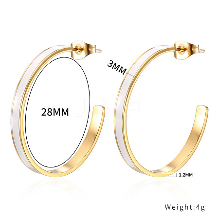 Stylish White Drip Glue C-shaped Stud Earrings for Daily Wear PN9734-1