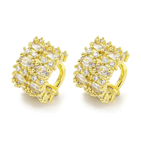 Brass Micro Pave Clear Cubic Zirconia Cuff Earrings for Women EJEW-C104-050G-1