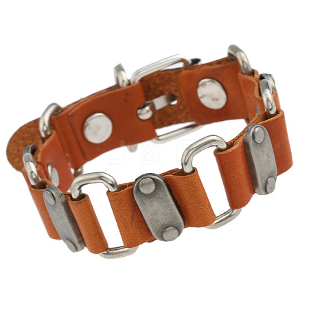 Industrial Cowhide & Alloy & Iron Cord Bracelets FS-WGF1BAF-02-1