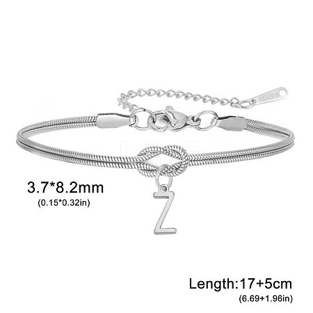 304 Stainless Steel Initial Charm Bracelets FS-WGD8E41-05-1