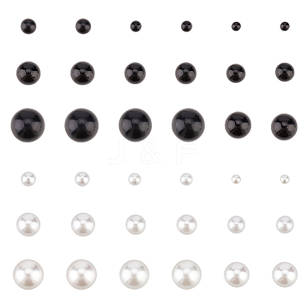 ANATTASOUL 18 Pairs 18 Style ABS Plastic Imitation Pearl Stud Earrings for Women EJEW-AN0002-70-1