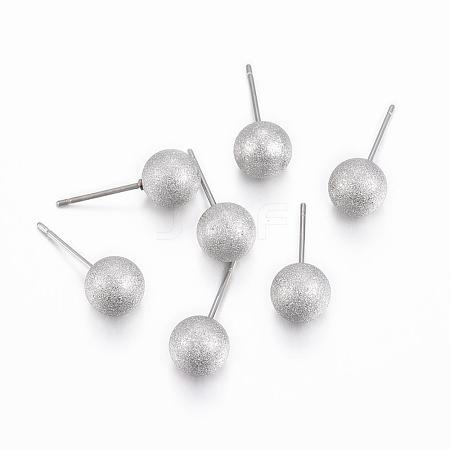 304 Stainless Steel Ball Stud Earrings STAS-H376-75-1