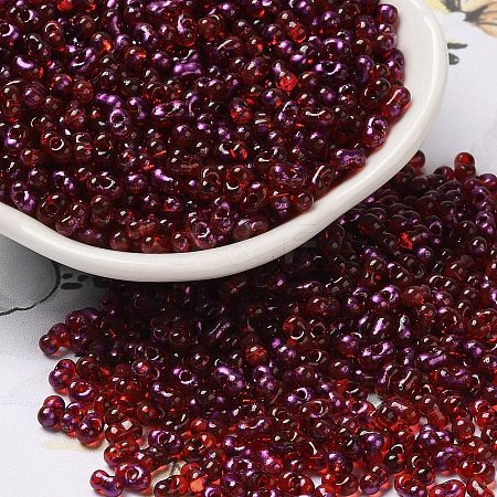 Spray Painted Glass Seed Beads SEED-F005-06A-04-1