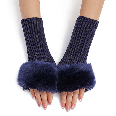 Plush Acrylic Fibers Knitting Fingerless Gloves PW-WGBA7CE-07-1