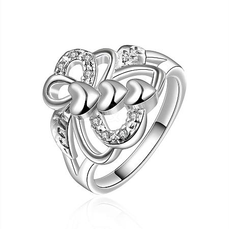 Romantic Heart Brass Cubic Zirconia Finger Rings RJEW-BB13033-8S-1