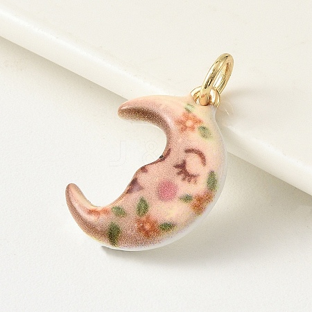 1Pc Brass Enamel Pendants ENAM-YW0009-21C-1