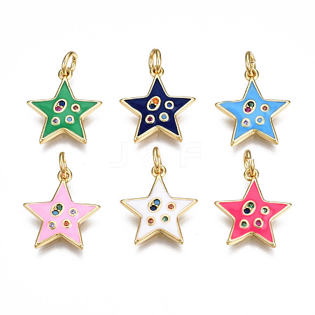 Brass Micro Pave Cubic Zirconia Enamel Charms ZIRC-Q200-025-NF-1