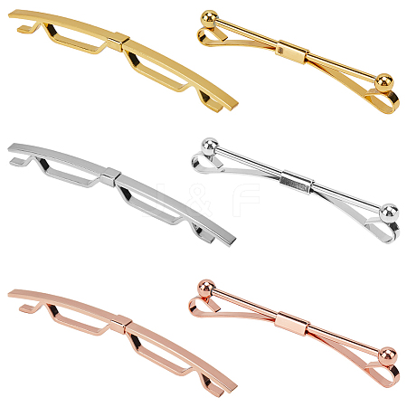 6Pcs 6 Styles Brass Tie Clips for Men FIND-GF0006-84-1