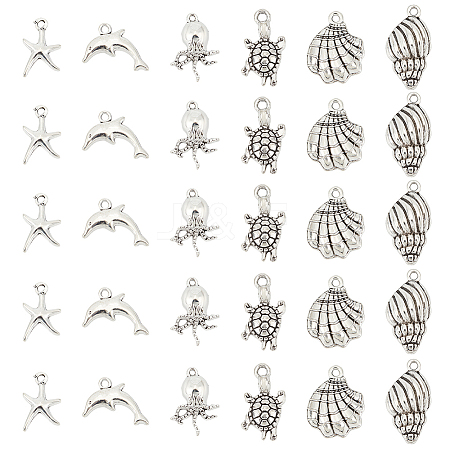 120Pcs 6 Styles Tibetan Style Alloy Pendants FIND-CA0010-53-1