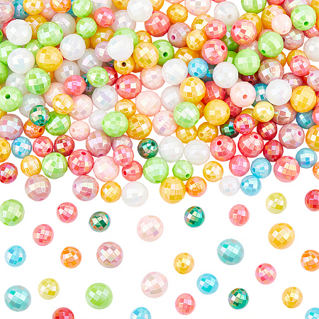 400Pcs 2 Styles Plating Eco-Friendly Poly Styrene Acrylic Beads OACR-PA0001-68-1