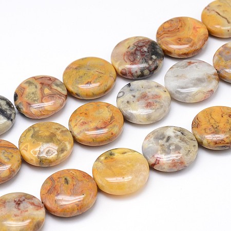 Natural Crazy Lace Agate Flat Round Beads Strands G-M206-16-1