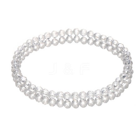 4mm Prism Faceted Rondelle Glass Beaded Stretch Bracelets for Women EH2213-6-1