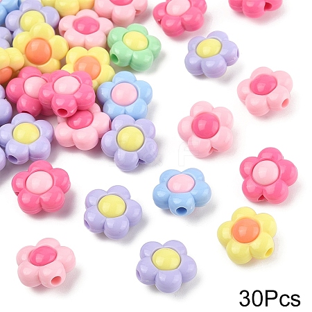 30Pcs Two Tone Opaque Acrylic Beads SACR-YW0001-84-1