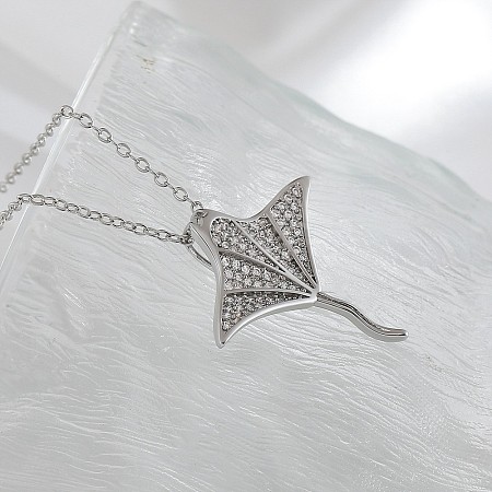 Ocean Summer Brass Pave Clear Cubic Zirconia Pendant Necklaces FS-WG82AA1-02-1