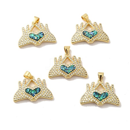 Rack Plating Brass Micro Pave Cubic Zirconia Pendants KK-D088-01G-1