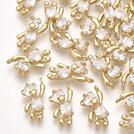Brass Cubic Zirconia Charms X1-KK-T035-117G-1