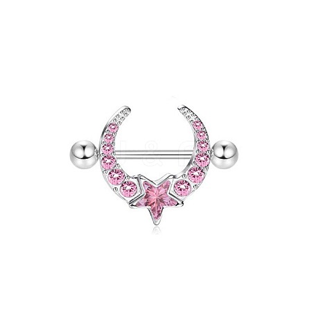 316L Surgical Stainless Steel Rose Rhinestone Nipple Rings WG189E0-05-1