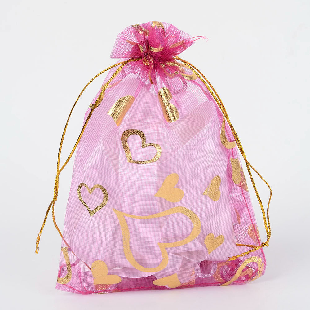 Wholesale Heart Printed Organza Bags - Jewelryandfindings.com