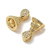 Rack Plating Brass Micro Pave Cubic Zirconia Cup Pearl Peg Bails Pin Pendants KK-S397-14G-2