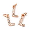 Brass Micro Pave Grade AAA Cubic Zirconia Charms ZIRC-P067-11RG-L-NR-1