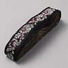 10 Yards Polyester Flower Jacquard Ribbons OCOR-WH20004-02-2