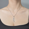 201 Stainless Steel Hollow Leaf Pendant Necklace NJEW-OY001-68-2